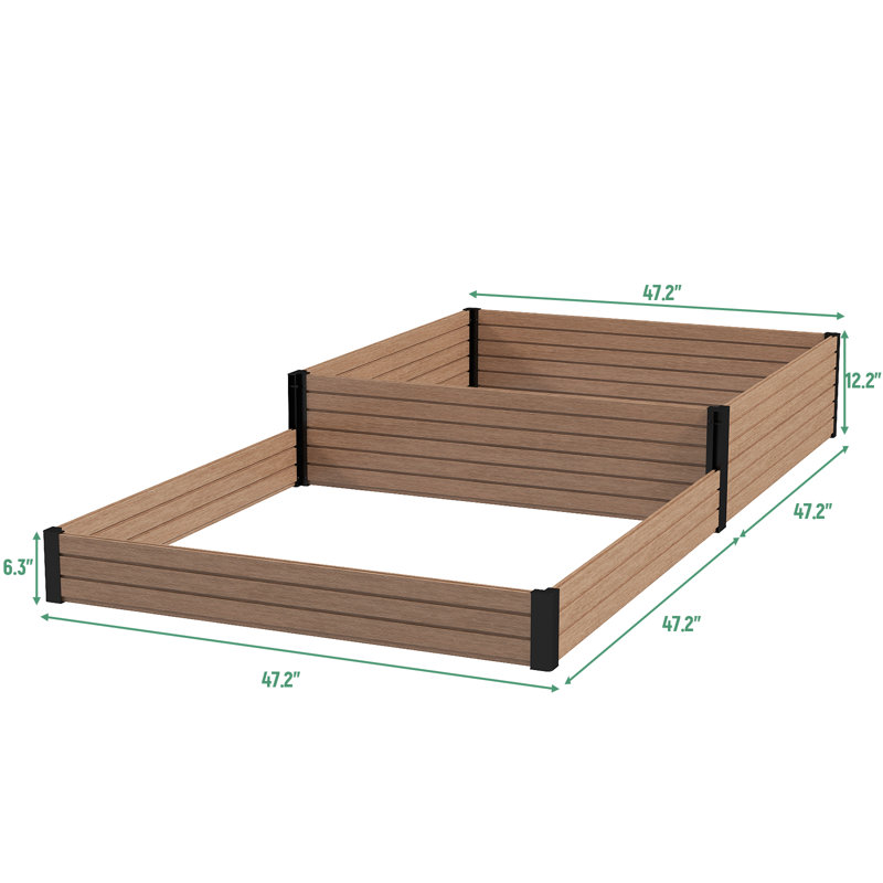 Lit de jardin surélevé modulaire avec panneaux composites et structure en aluminium noir (pas de panneau inférieur), Érable