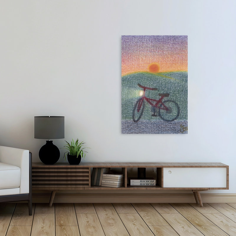 "Vélo au coucher du soleil", 48" H x 32" W
