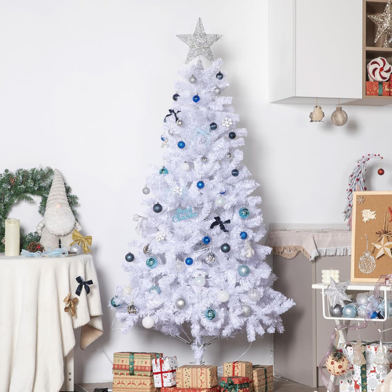 Arbre de Noël blanc illuminé, 4,5 pi