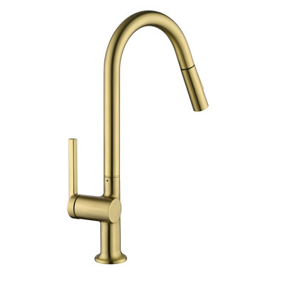 17.17" Kitchen Faucet with Pull Down Sprayer, Solid Brass Commercial Single Hole Kitchen Sink Faucet