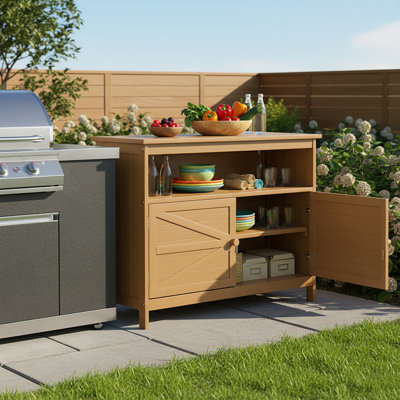 All-Weather Outdoor Buffet Storage Cabinet, Patio Console Table Side Table