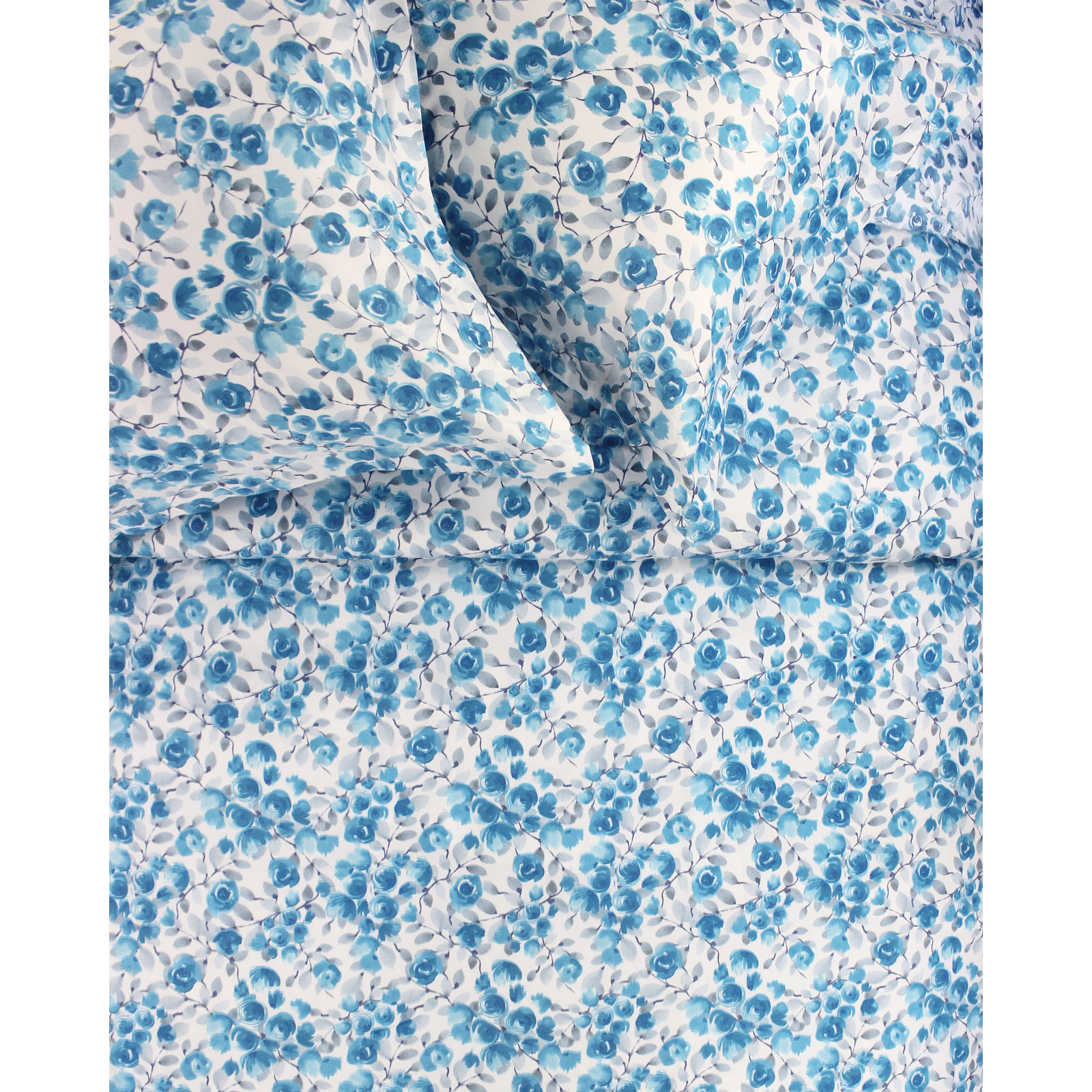 Babs Cotton Duvet Cover Set, Full/Queen Duvet Cover + 2 Standard Shams, Blue