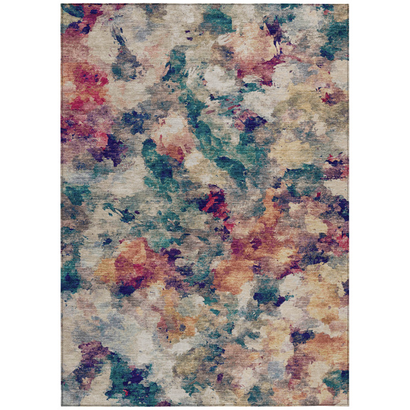 Tapis abstrait intérieur / extérieur lavable à la machine Husby ACN2203, Rectangulaire 8 pi x 10 pi