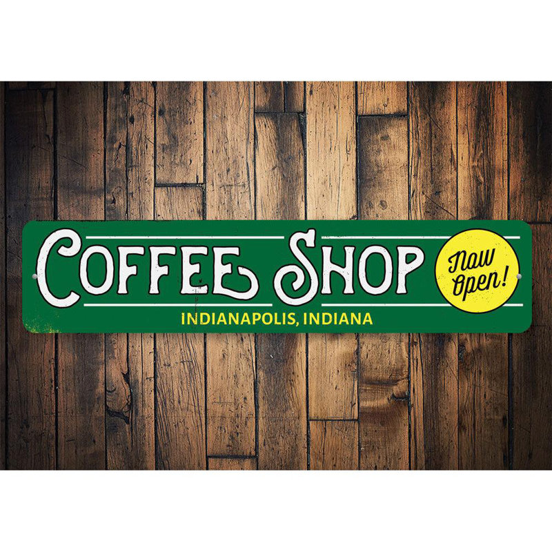 Enseigne de café personnalisée, H 4 po x l 18 po x P 0,04 po