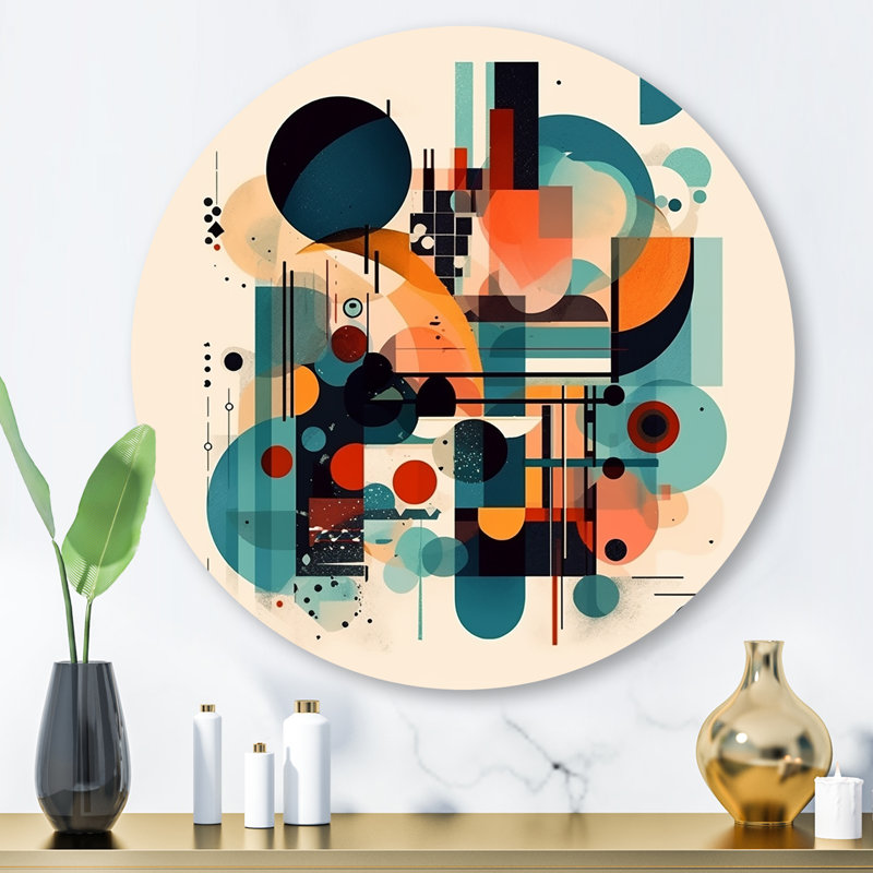 Orange And Blue Contemplative Space II Abstract Wall Decor on Metal, 29" H x 29" W x 1" D