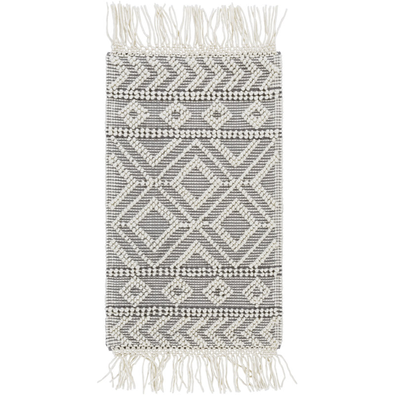 Tapis gris tissé à plat à la main Carletta, Rectangle 2 pi x 3 pi