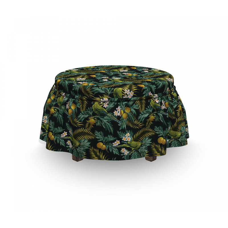 Housse pour repose-pieds palm plumeria et oiseau
