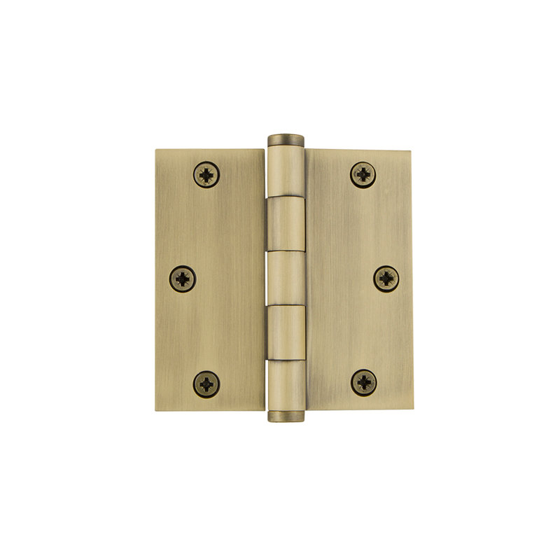 3.5'' x 3.5'' Brass Butt Bearing Hinge, Vintage Brass