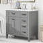 Ensemble de meuble-lavabo 36 po avec lavabo, armoire de salle de bain avec tiroirs, structure solide et panneau de fibres à densité moyenne-606470762