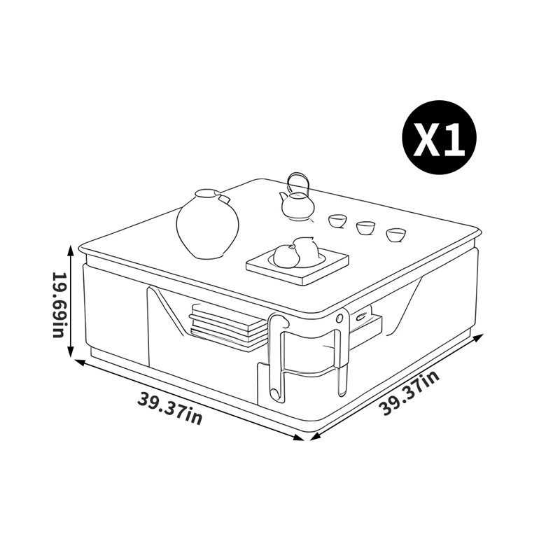 Table basse luxueuse de style italien, H 19,69 po x l 39,37 po x P 39,37 po