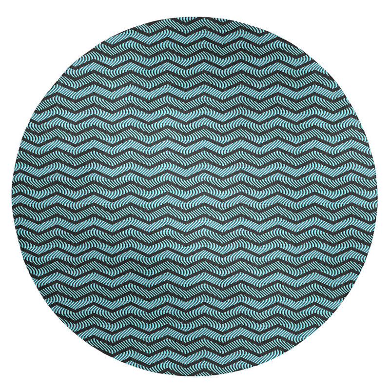 Tapis à chevrons ondulés/brun foncé, Rond 5 pi