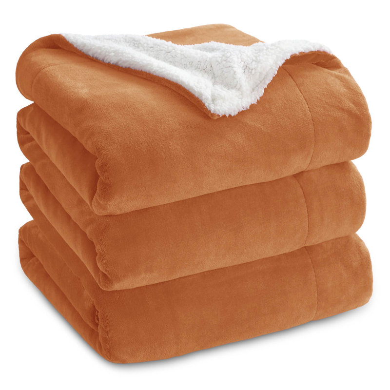 Bedsure GentleSoft™ Sherpa Blanket – Thick All-Season Warm Bed Blanket – Ideal Gift for College Students, Queen, Burnt Orange