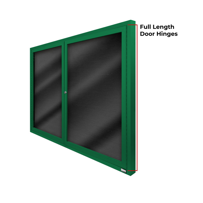 Tableau d'affichage mural fermé pour armoire d'annuaire, Vert thermolaqué, Deux, H 36 po x l 72 po