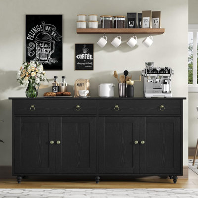 Buffet Cabinet with Storage, 55" Sideboard Buffet Cabinet with 2 Drawers and 4 Doors, Modern Farmhouse Coffee Bar Cabinets, Wood Buffet Table for Kitc by Charlton Home