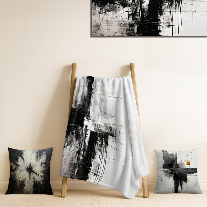 Jeté en croix noir et blanc Minimalisme, Blanket only (1 piece)