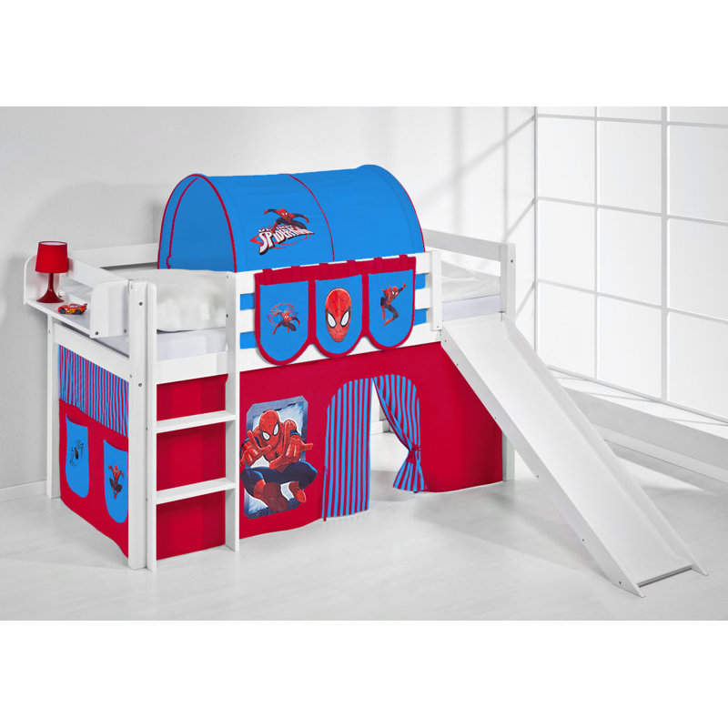 Spiderman Single Mid Sleeper Bed with Curtain