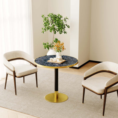 Modern Round Dining Table with Sintered Stone Top and Easy Assembly