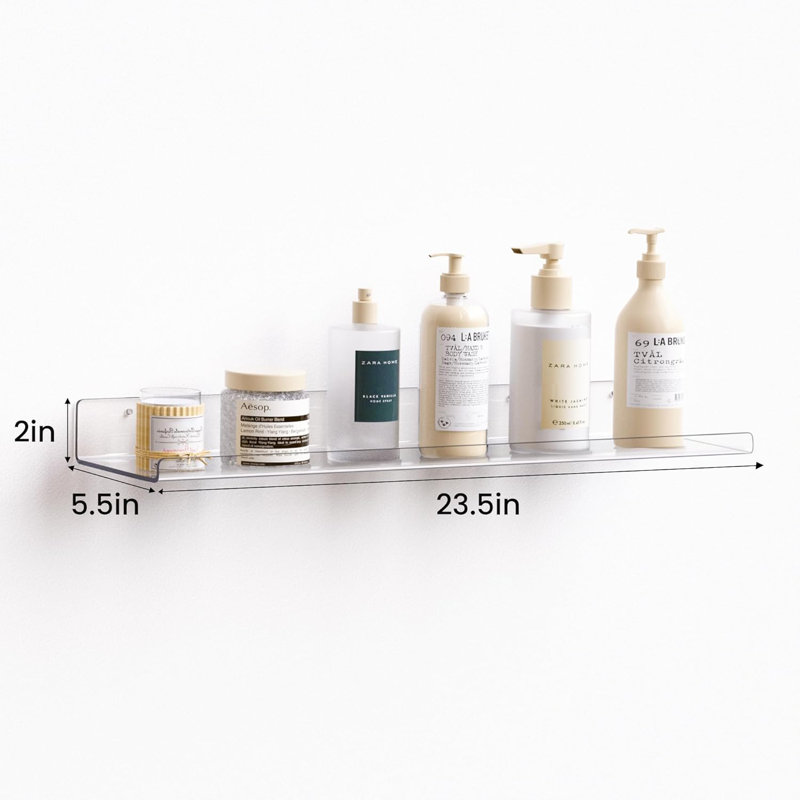 Paquet de 2 tablettes flottantes en acrylique transparent pour rangement mural, organisateur de présentation invisible pour salle de bain, chambre à coucher, salon, cuisine, chambre d'enfant, robuste et peu encombrante