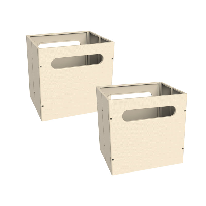 Mini bac de rangement pliable avec deux poignées, Beige