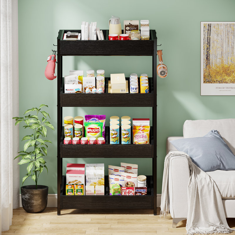 Tall Wood Vegetable Fruit Rack, Black