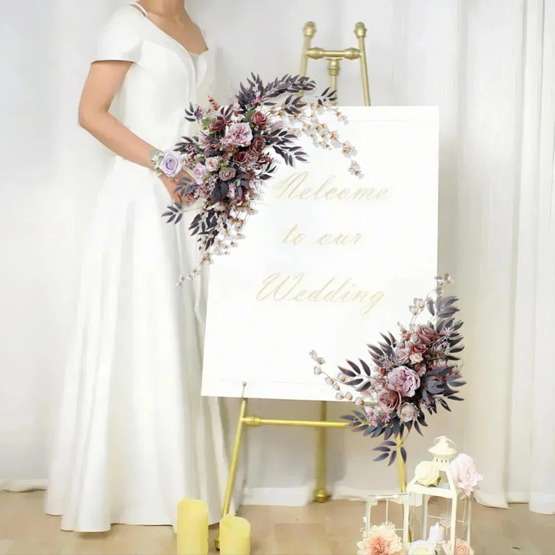 Paquet de 2 fleurs de voûte de mariage, décorations florales de voûte artificielle pour décoration de mariage