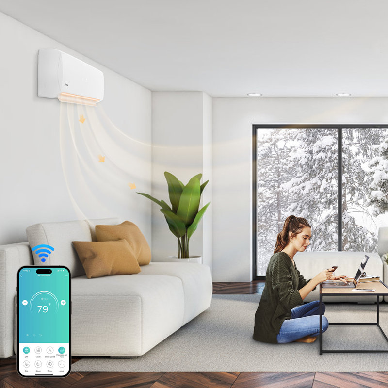 Winado 12000 BTU Wi-Fi Connected Ductless Mini Split Air Conditioner for 550 Square Feet with Heater and Remote Included