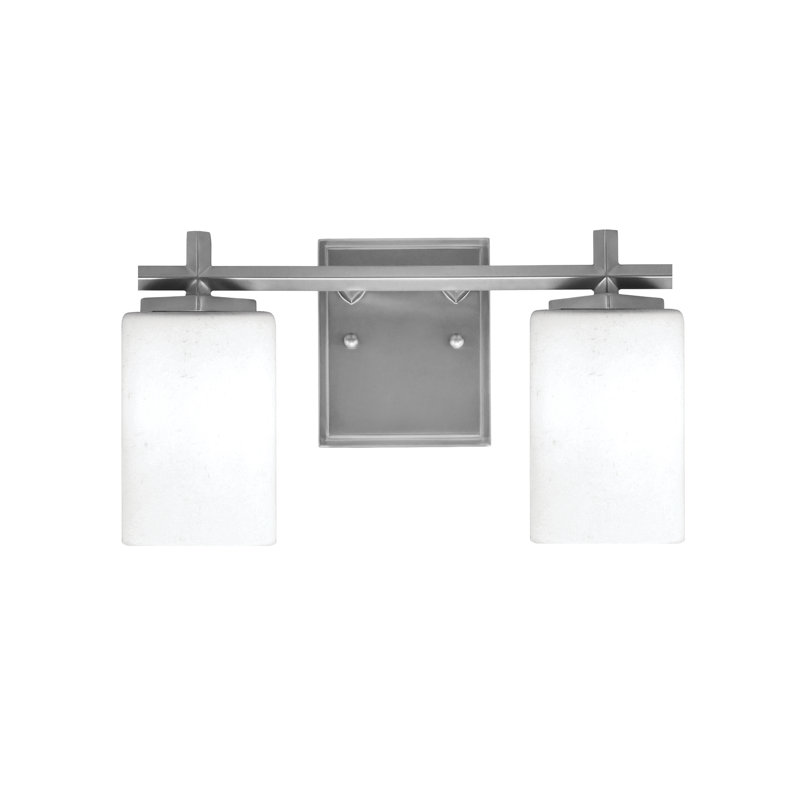 Barre d'éclairage de salle de bain 3 lumières Mariko avec verre mousseline 4 po, 2 lumières, Graphite
