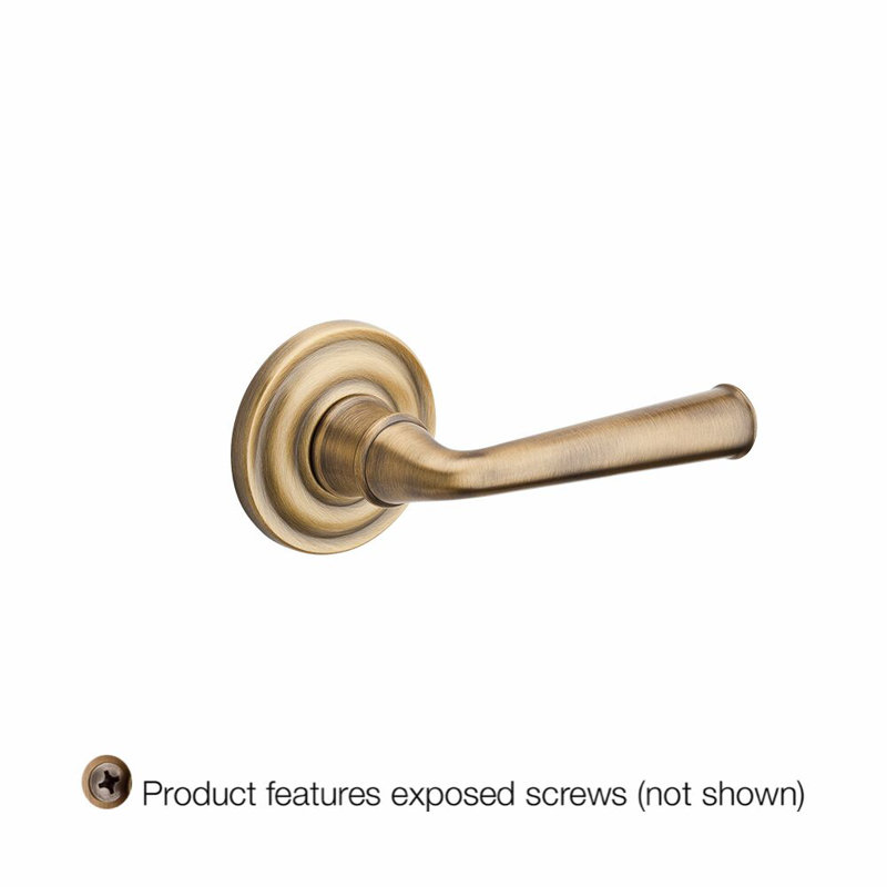 Federal Passage Door Lever with Traditional Round Rose, Polished Nickel, Right