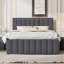 Lit plateforme tapissier avec lit gigogne simple et 3 tiroirs, tissu en lin-336732721