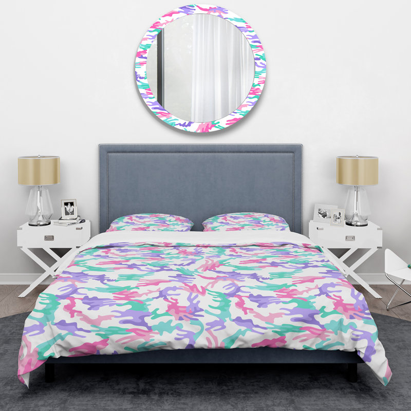 Ensemble de housse de couette en microfibre rose / mauve / bleu sarcelle 2 pièces