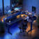 Meachie 63" Adjustable L Shaped Computer Standing Desk with 3 Drawers & Power Outlets & LED Lights