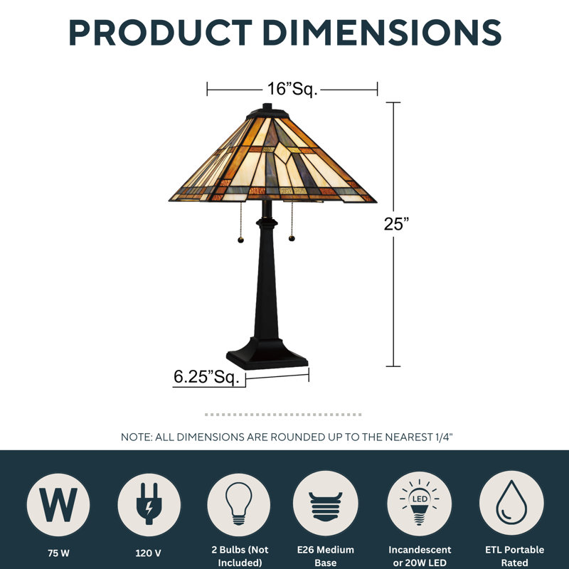 Winchester 25" Matte Black Tiffany-Style Table Lamp