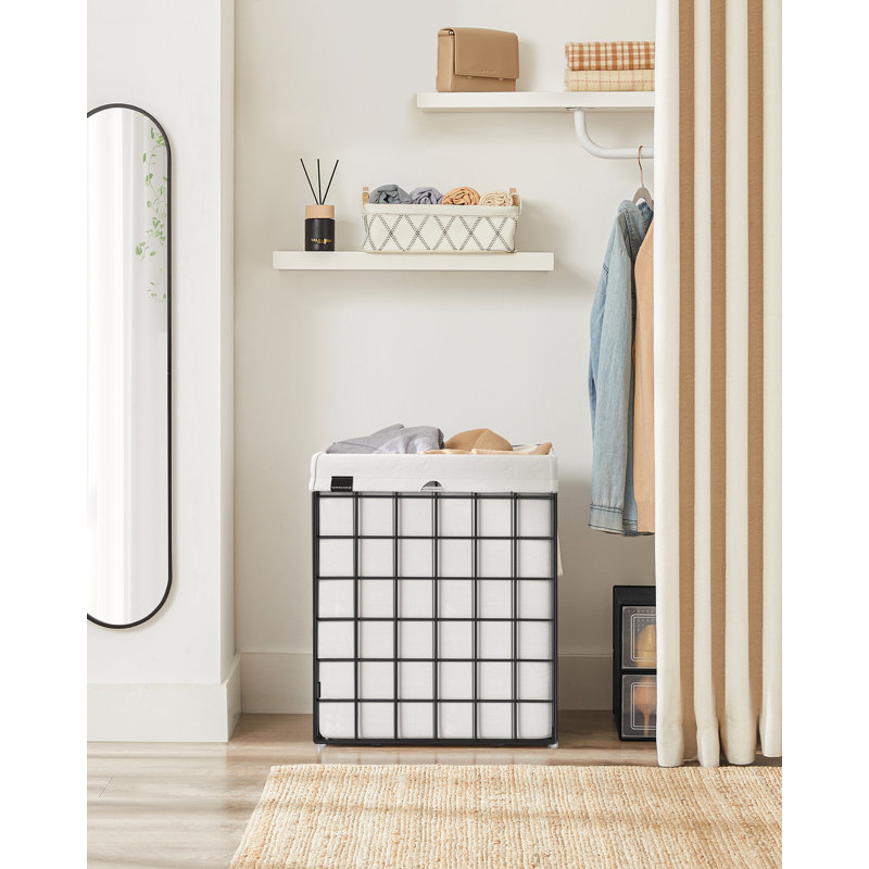Laundry Hamper with Handles, 58" H x 48" W x 33" D, Black/White