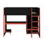 Lit mezzanine simple en bois avec bureau intégré, garde-robe, DEL et tiroir-574033364