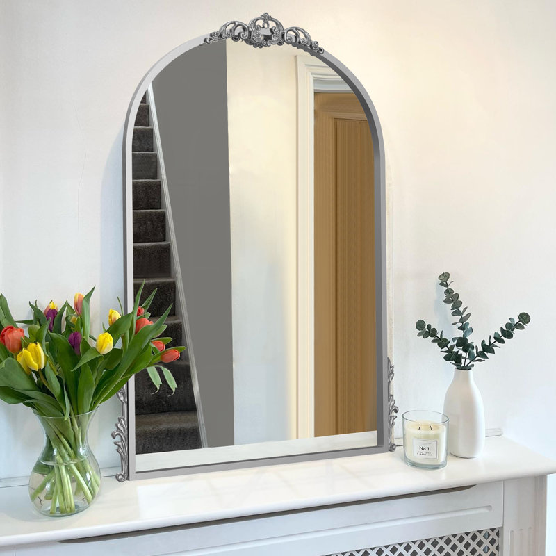 Miroir de salle de bain antique, Argent argent, 32 po x 24 po
