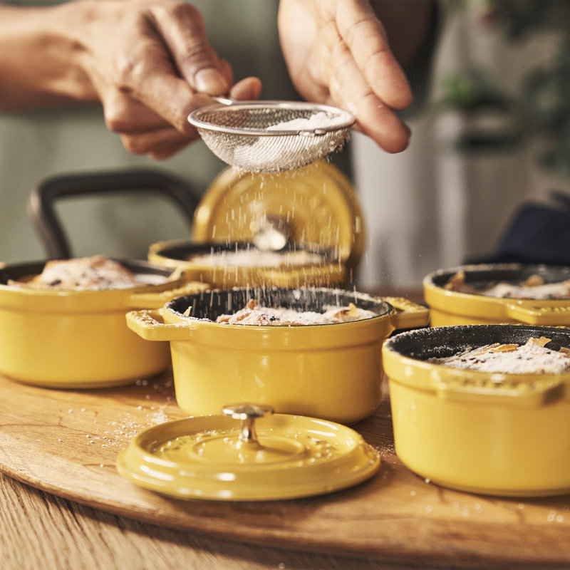 Staub Cast Iron Mini Round Cocotte, Dutch Oven, 0.25-Quart, Serves 1,  Citron