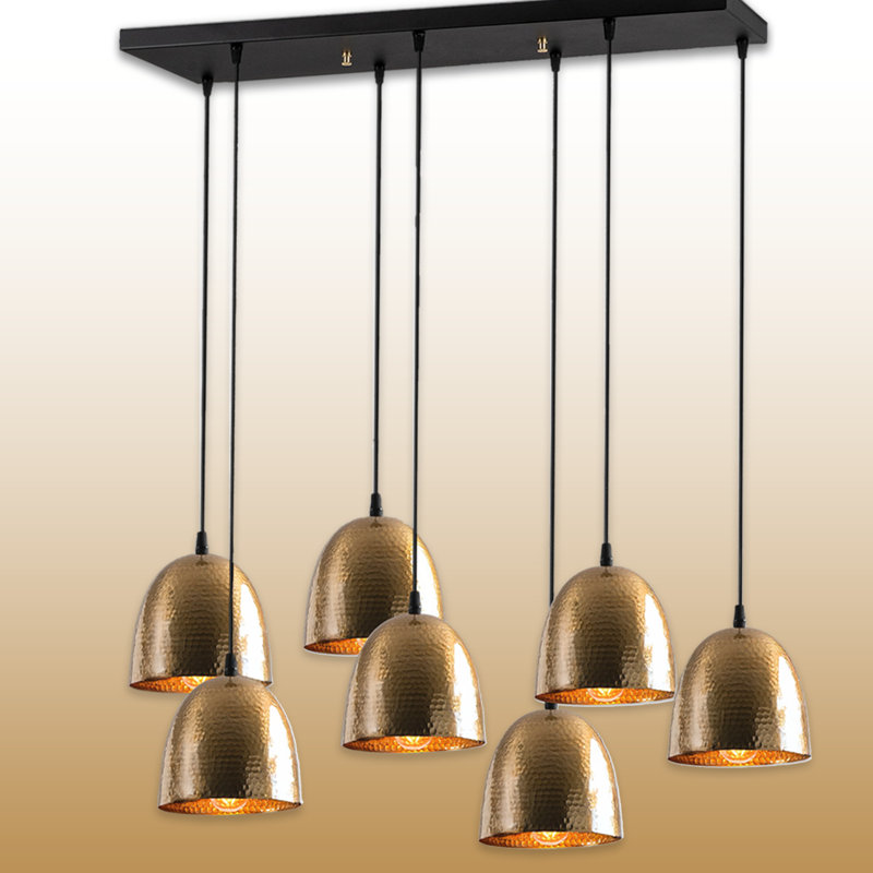 Adjustable Height 7 Lights Metal Body Kitchen Island Pendant
