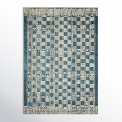 Homer Blue Ivory Geometric Outdoor Rug