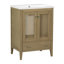 Meuble-lavabo de salle de bain avec lavabo en céramique / armoire de rangement de salle de bain avec deux portes et un tiroir / cadre solide