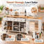 Îlot de cuisine avec table de salle à manger extensible 85,5 po Calviora, prise de courant intégrée, 3 tiroirs, 2 armoires, tablettes réglables et 7 roulettes-442716030