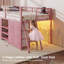 Lit mezzanine simple pour enfant avec éclairage à DEL, 10 tiroirs et 3 tablettes ouvertes pour enfants-129171893