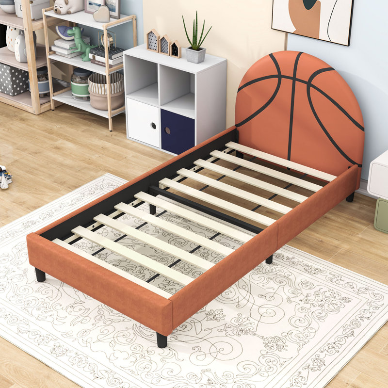 Basketball Design Twin Upholstered Platform Bed