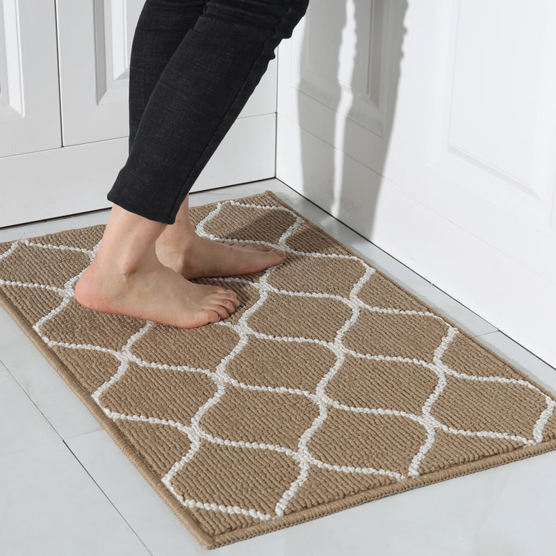 Non-Slip Kitchen Mats, Super Absorbent & Stain Resistant Washable Floor Rug Set for Kitchen, Laundry, Sink, Beige