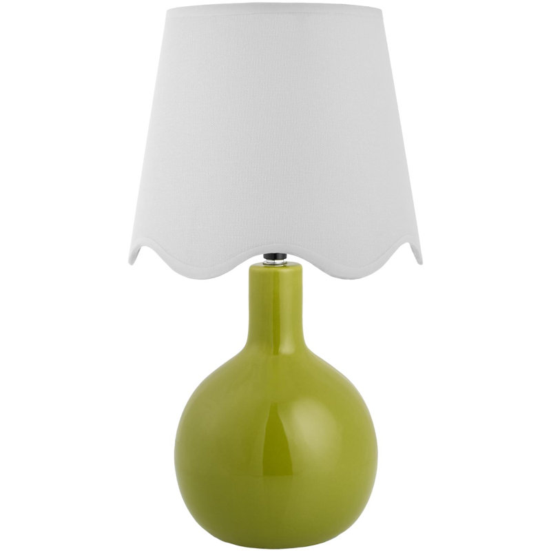 Maura Accent Table Lamp, 15"H x 9"W x 9"D, White, Green