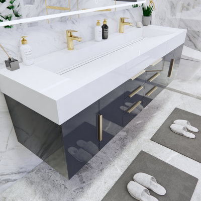 Thomason 71'' Double Bathroom Vanity with Acrylic Top