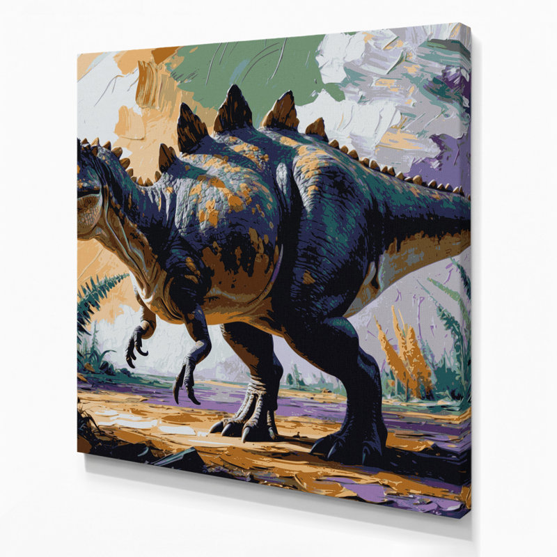 «Dinosaur Ankylosaurus», art mural sur toile mauve, H 12 po x l 12 po