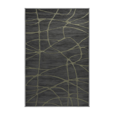 Machine Washable Abstract Gray Area Rug