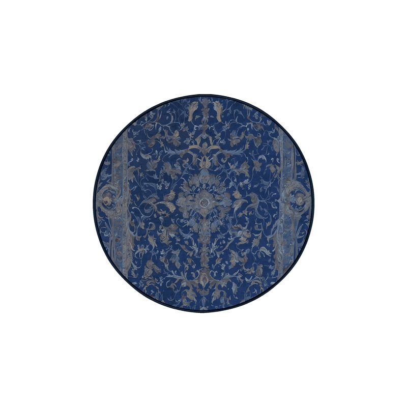 Machine Washable Blue Area Rug, Round 7'