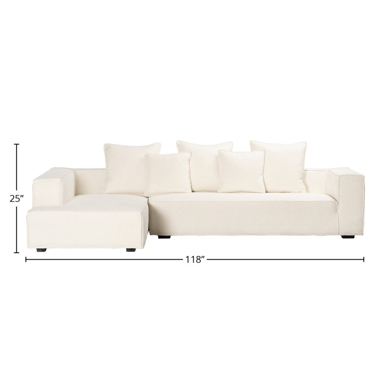 79'' Wide Right Hand Facing Sectional Stationary Corner Sectional, Right Hand Facing, Natural White Boucle
