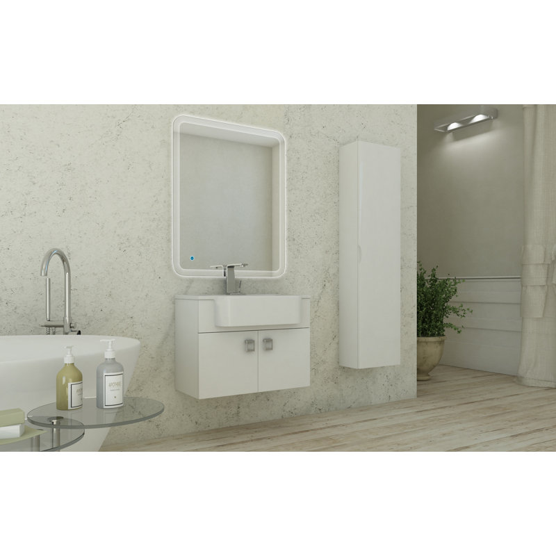 Base de meuble-lavabo simple pour salle de bain 28" seulement Herwarth, Blanc lustré